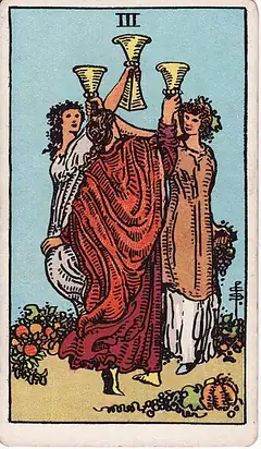 Three of Cups tarot card, Rider–Waite–Smith deck