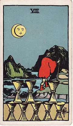 Eight of Cups tarot card, Rider–Waite–Smith deck