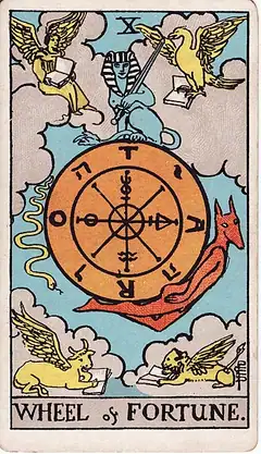 Wheel of Fortune tarot card, Rider–Waite–Smith deck