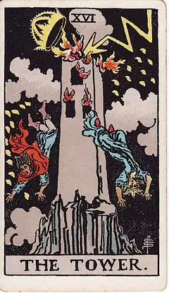 The Tower tarot card, Rider–Waite–Smith deck