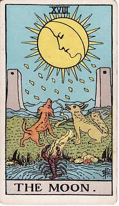 The Moon tarot card, Rider–Waite–Smith deck
