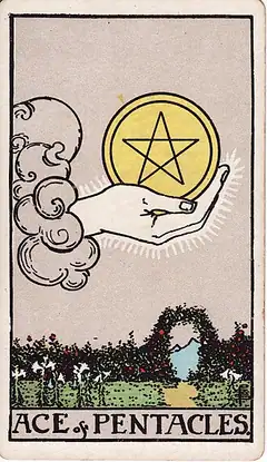 Ace of Pentacles tarot card, Rider–Waite–Smith deck