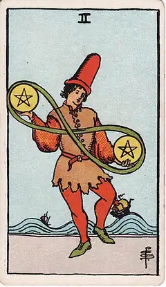 Two of Pentacles tarot card, Rider–Waite–Smith deck