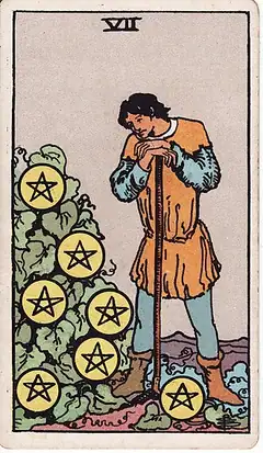 Seven of Pentacles tarot card, Rider–Waite–Smith deck