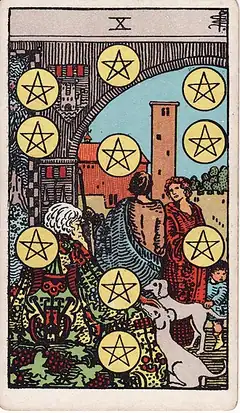 Ten of Pentacles tarot card, Rider–Waite–Smith deck
