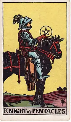 Knight of Pentacles tarot card, Rider–Waite–Smith deck