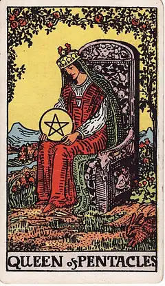 Queen of Pentacles tarot card, Rider–Waite–Smith deck