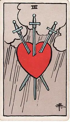 Three of Swords tarot card, Rider–Waite–Smith deck