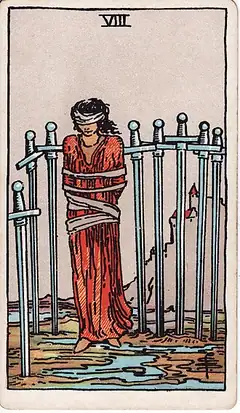Eight of Swords tarot card, Rider–Waite–Smith deck