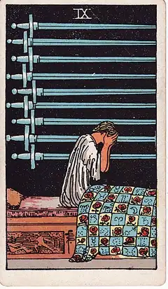 Nine of Swords tarot card, Rider–Waite–Smith deck
