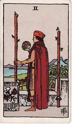 Two of Wands tarot card, Rider–Waite–Smith deck