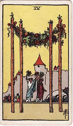 Four of Wands tarot card, Rider–Waite–Smith deck