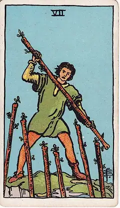 Seven of Wands tarot card, Rider–Waite–Smith deck