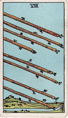 Eight of Wands tarot card, Rider–Waite–Smith deck