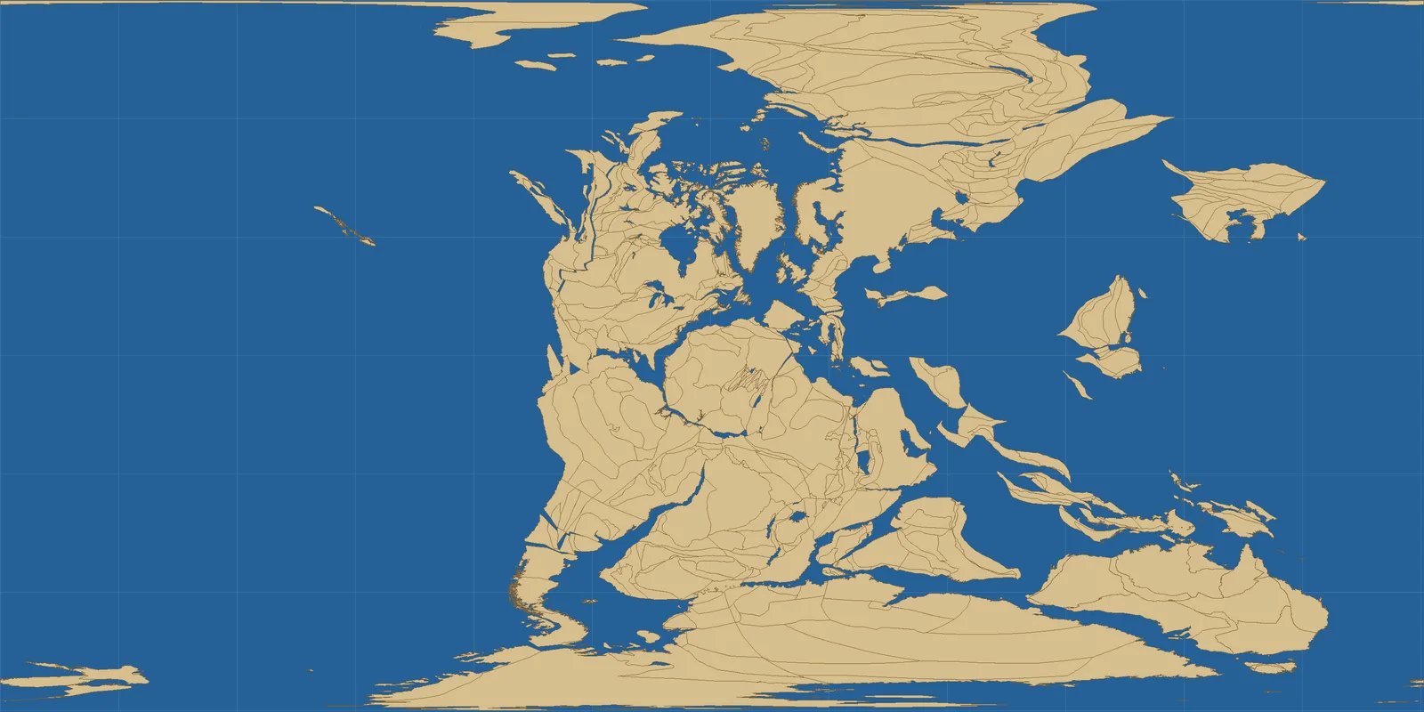 Map of Earth 250 million years ago showing Pangaea