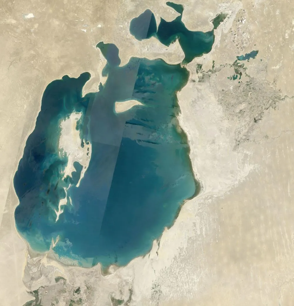 Aral Sea in 1985, Landsat satellite view