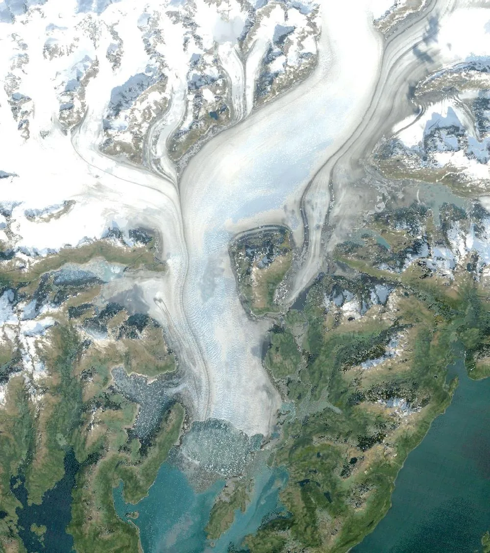 Columbia Glacier in 1985, Landsat satellite view
