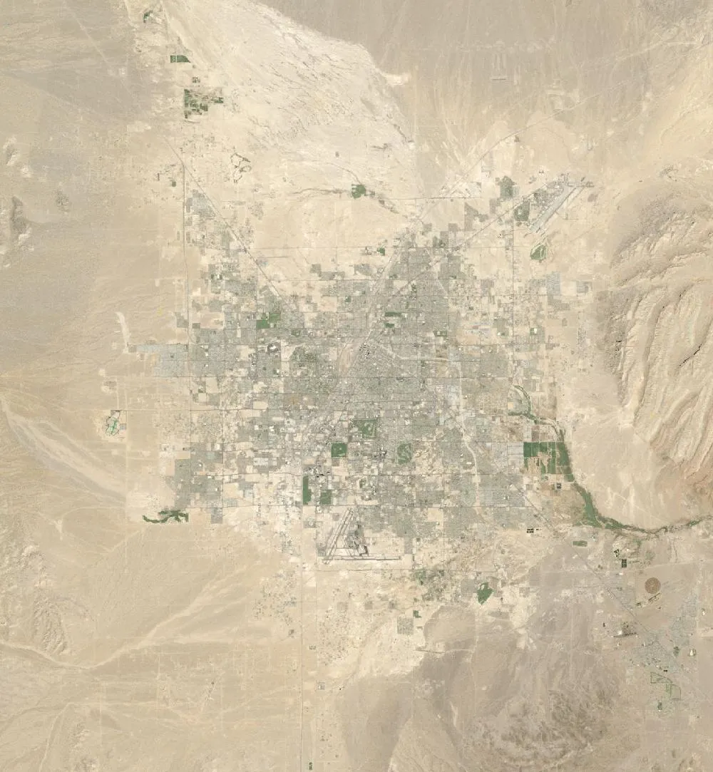 Las Vegas growth in 1985, Landsat satellite view