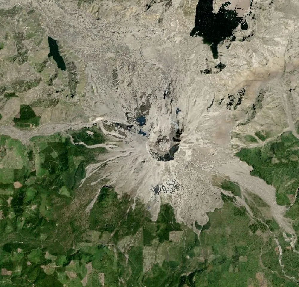 Mount St. Helens in 1985, Landsat satellite view