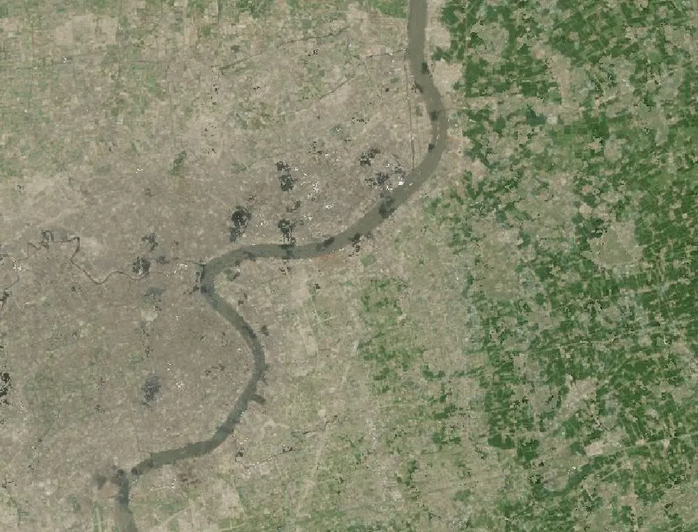 Shanghai Pudong in 1985, Landsat satellite view