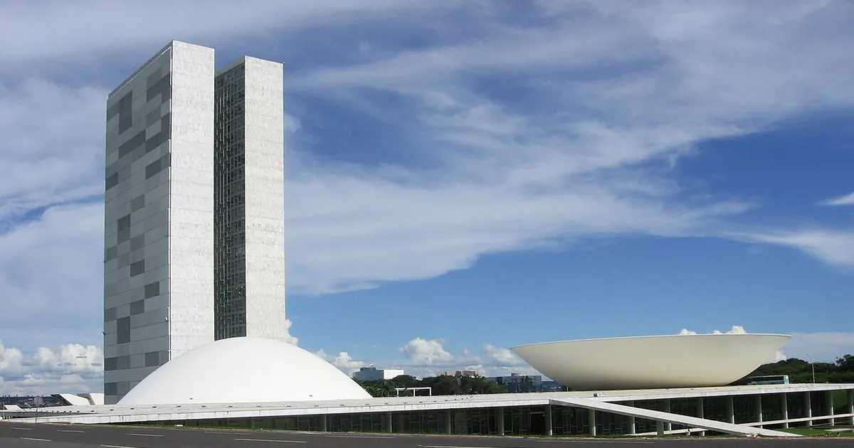 National Congress buildings in Brasília under blue sky