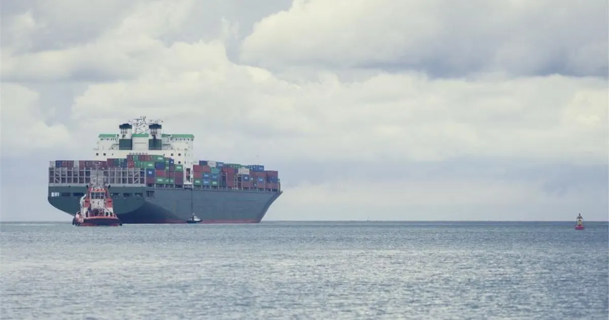 Large cargo ships sailing on open water