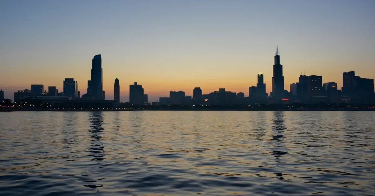 Chicago skyline across Lake Michigan