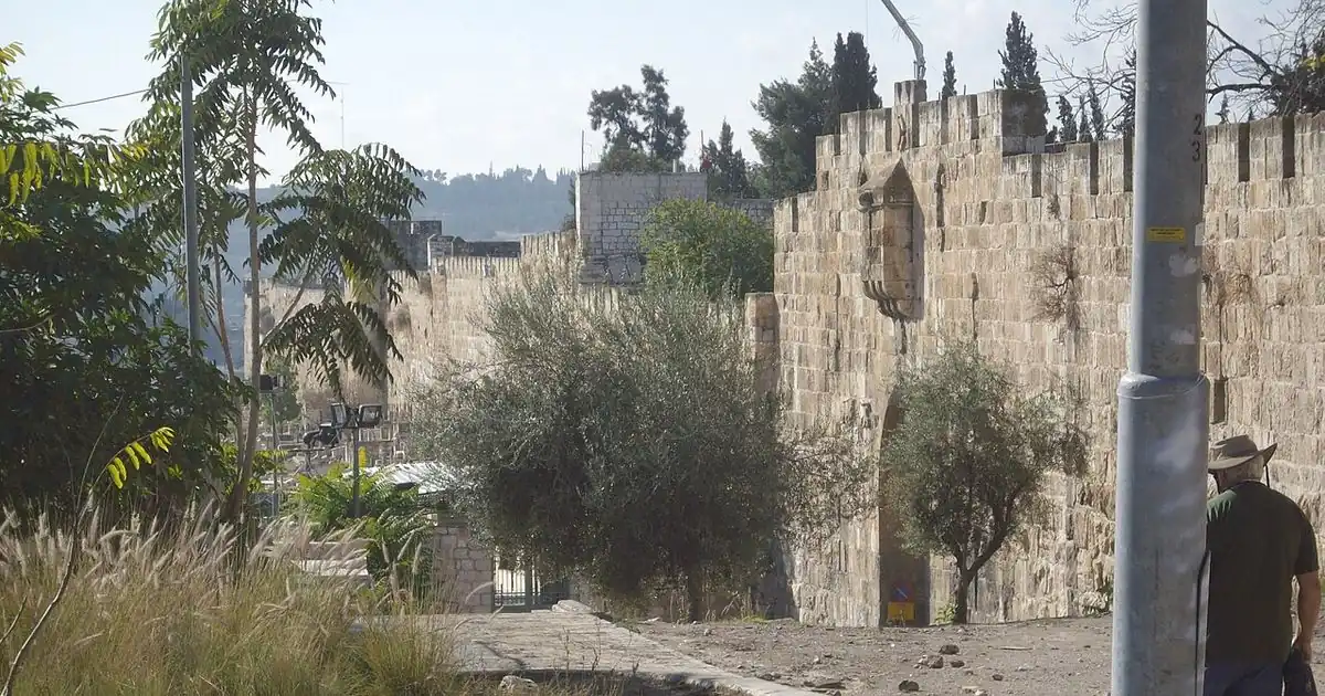Stone fortification walls of Jerusalem Old City