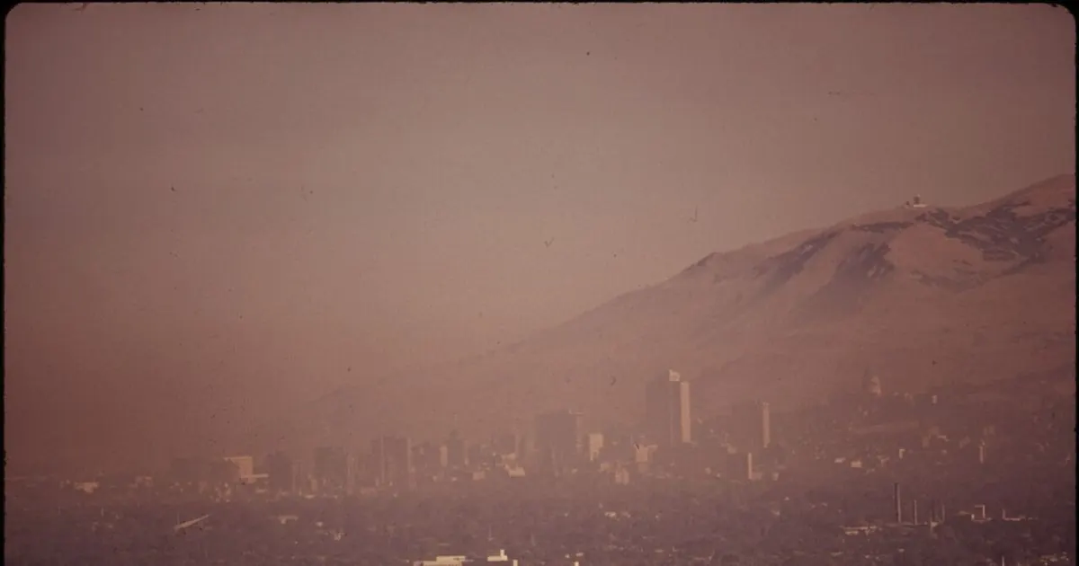Hazy city skyline illustrating poor air quality