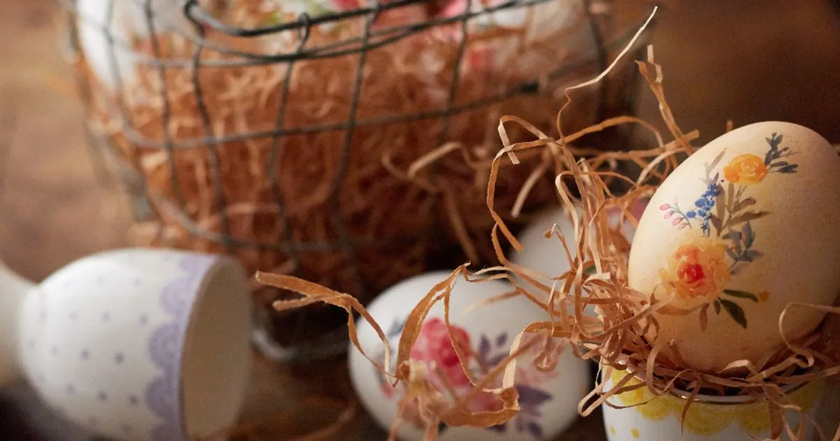 Decorated Easter egg on a table
