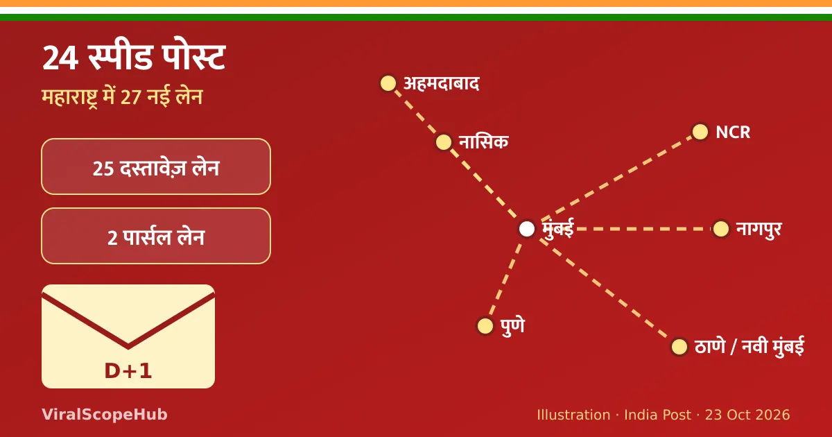 चित्र: मुंबई से पुणे, नासिक, नागपुर, अहमदाबाद, NCR और ठाणे-नवी मुंबई तक 24 स्पीड पोस्ट की नई लेन, साथ में 25 दस्तावेज़ और 2 पार्सल लेन