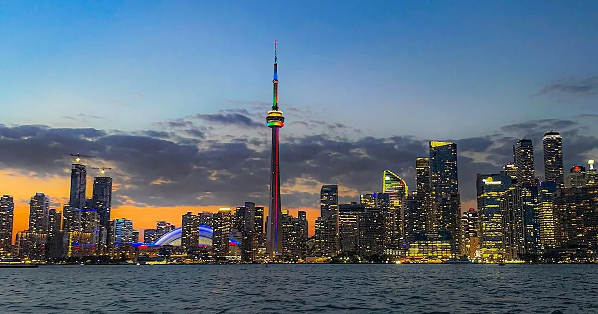 Toronto skyline waterfront view at dusk