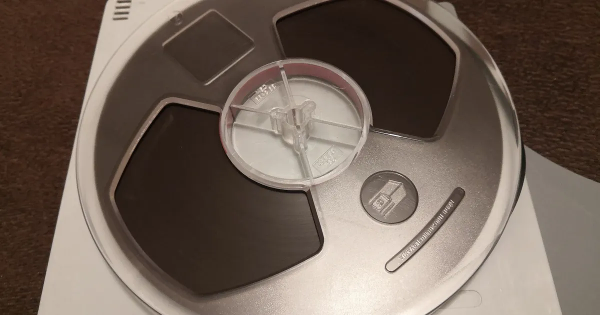 Close-up of a reel of magnetic audio tape used on old reel-to-reel tape decks