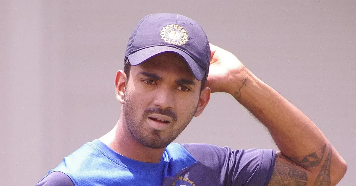 Portrait of KL Rahul in cricket kit