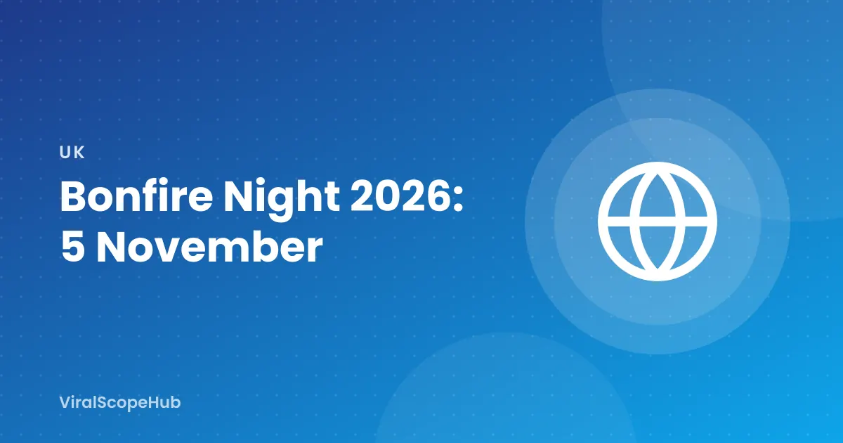 Illustration with the title Bonfire Night 2026, 5 November