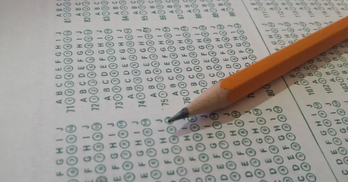 Graded test paper on a desk