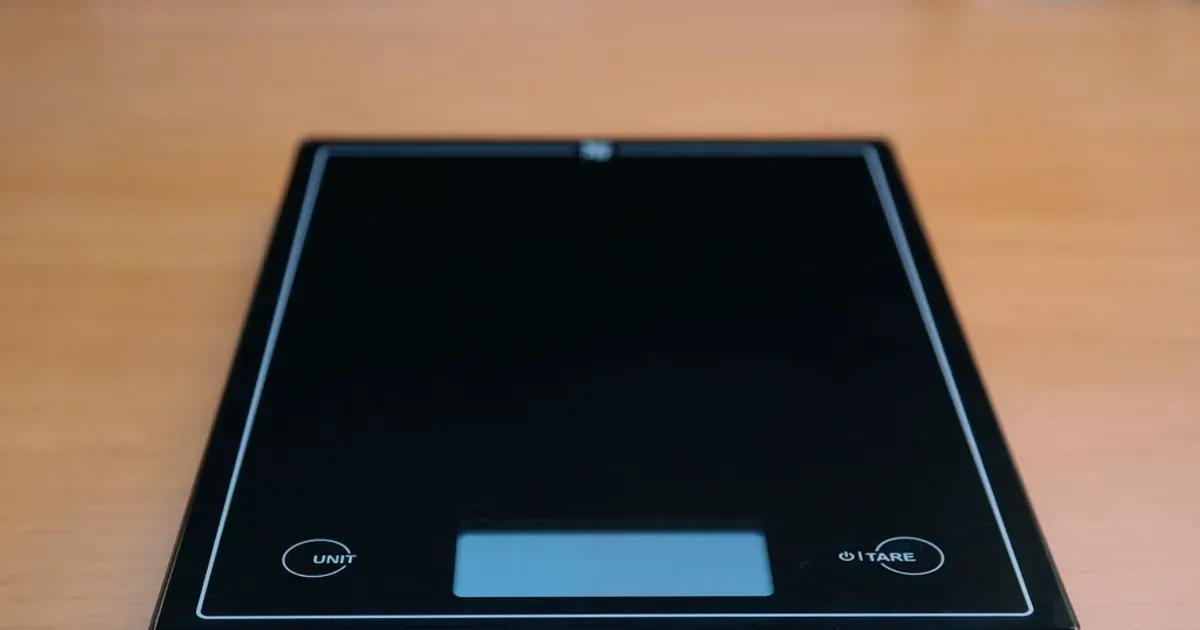 Electronic kitchen scale on a counter