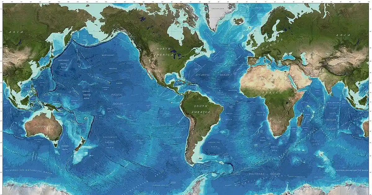 Flat world map for travel time zones