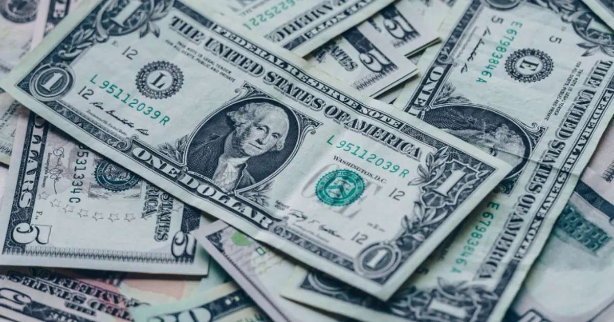 A pile of US dollar bills