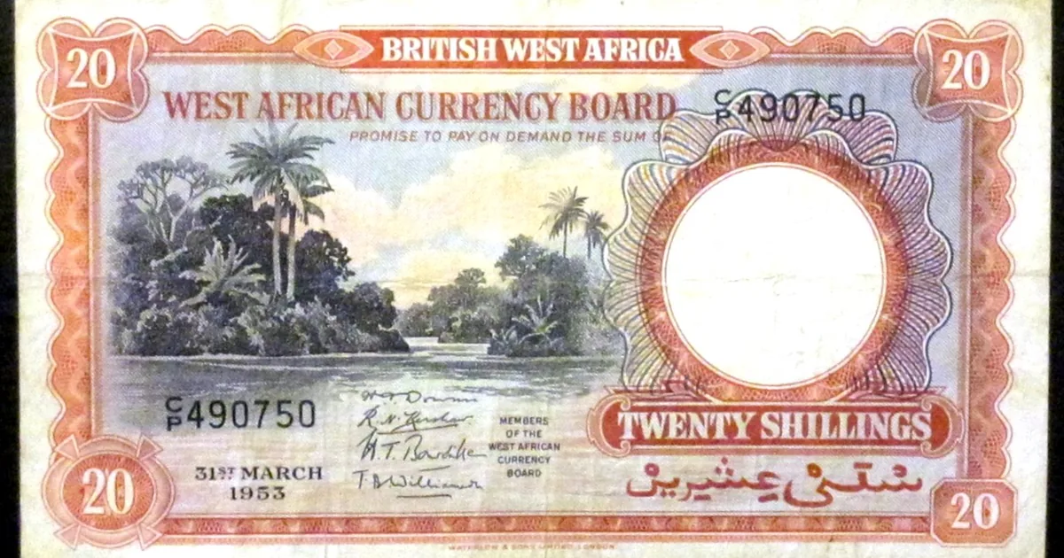 A printed currency note from a currency board