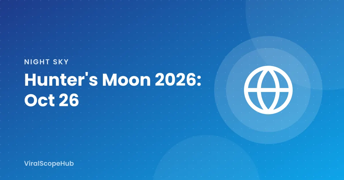Illustration with the title Hunter's Moon 2026, full moon October 26