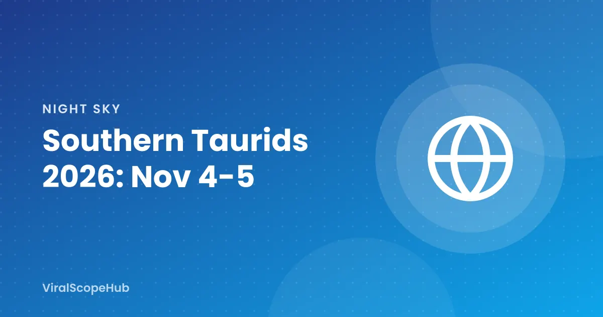 Illustration with the title Southern Taurids meteor shower 2026, peak November 4 to 5