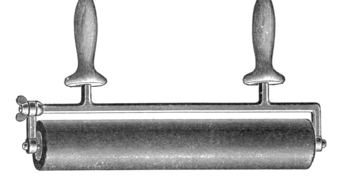 Letterpress composition hand roller with metal type