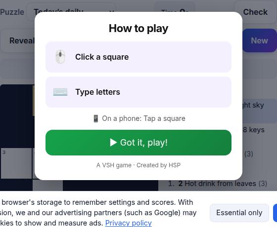 Daily Mini Crossword during play