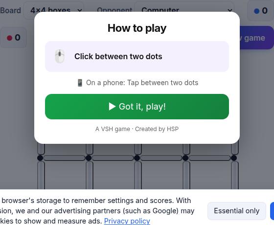 Dots and Boxes during play