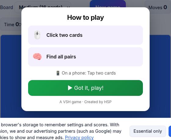 Memory Match during play