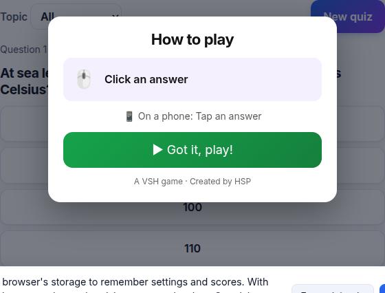 Trivia Quiz during play