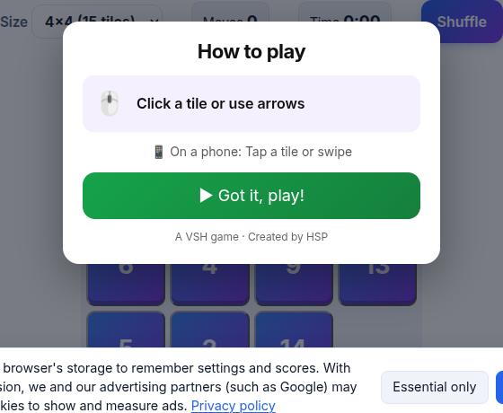Sliding Puzzle during play