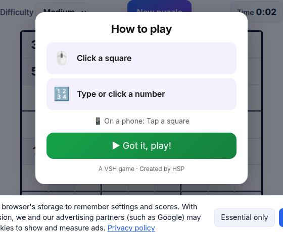 Sudoku during play