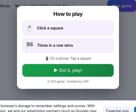 Tic-Tac-Toe during play
